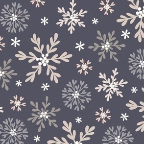 Mistletoe Snowflakes in Gray (Large Scale)