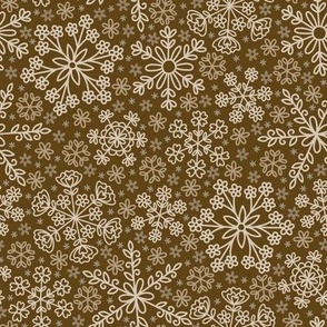 Floral Snowflake on Brown (Small Scale)