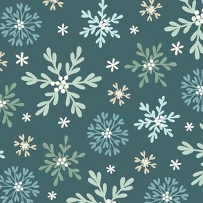 Mistletoe Snowflakes in Teal  (Large Scale)