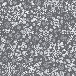 Floral Snowflake in Gray (Small Scale)