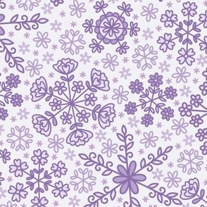 Floral Snowflakes on Purple (Large Scale)