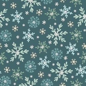 Mistletoe Snowflakes in Teal  (Small Scale)