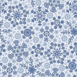 Floral Snowflake on Light Blue (Small Scale)