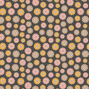 Super Bloom Retro Floral Botanical in Earthy Vintage Desert Brown Pink Yellow Beige Cream - TINY Scale - UnBlink Studio by Jackie Tahara