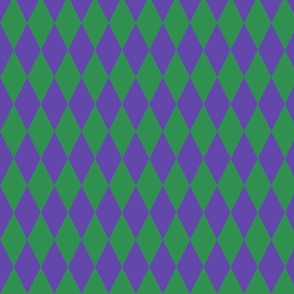 Purple and Green Medium Harlequin Diagonal Diamond Pattern