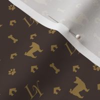 Louis Yorkshire Terrier Luxury Dog Smaller Pattern in Tan on Brown