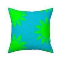 Abstract sun-Lime green on Teal