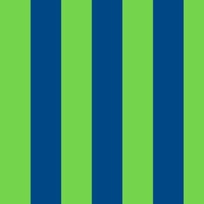 Large Vertical Awning Stripe Pattern - Malachite and Blue