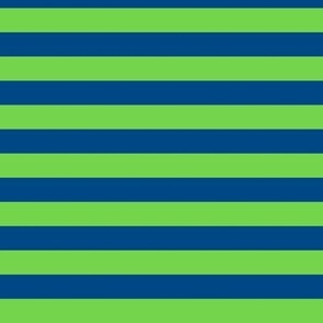 Horizontal Awning Stripe Pattern - Malachite and Blue