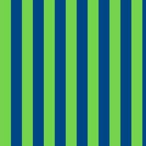 Vertical Awning Stripe Pattern - Malachite and Blue