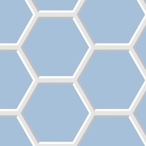 Minimalist Hexagons - Pastel Blue and Cream