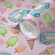 Bigger Scale Ice Cream Truck Popsicles Summer Ice Cream Cones on Pink