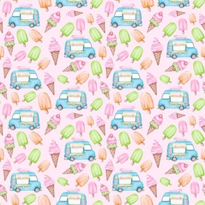 Smaller Scale Ice Cream Truck Popsicles Summer Ice Cream Cones on Pink