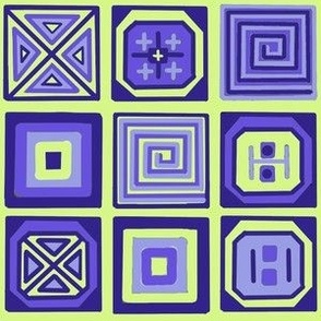 Aztec squares purple lime