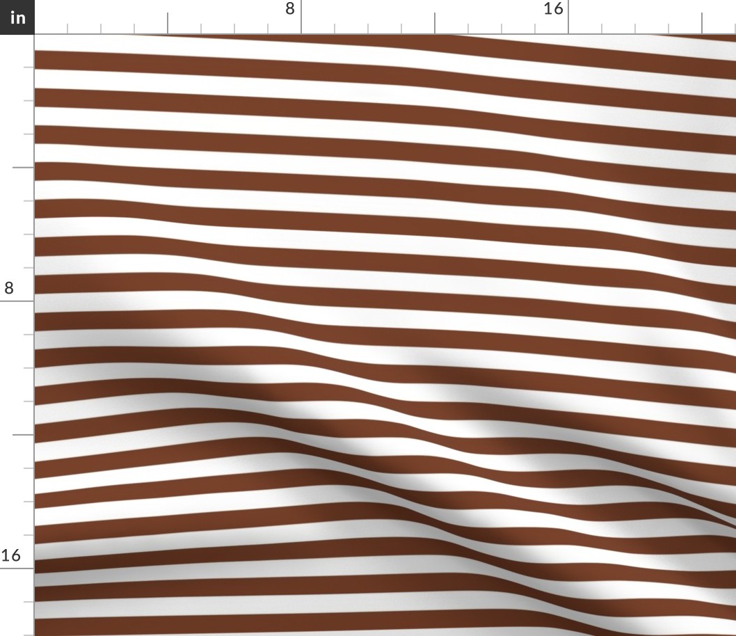 Bigger Scale 1/2 Inch Stripe Cinnamon and White Coordinate Matches Spoonflower Petal Solid
