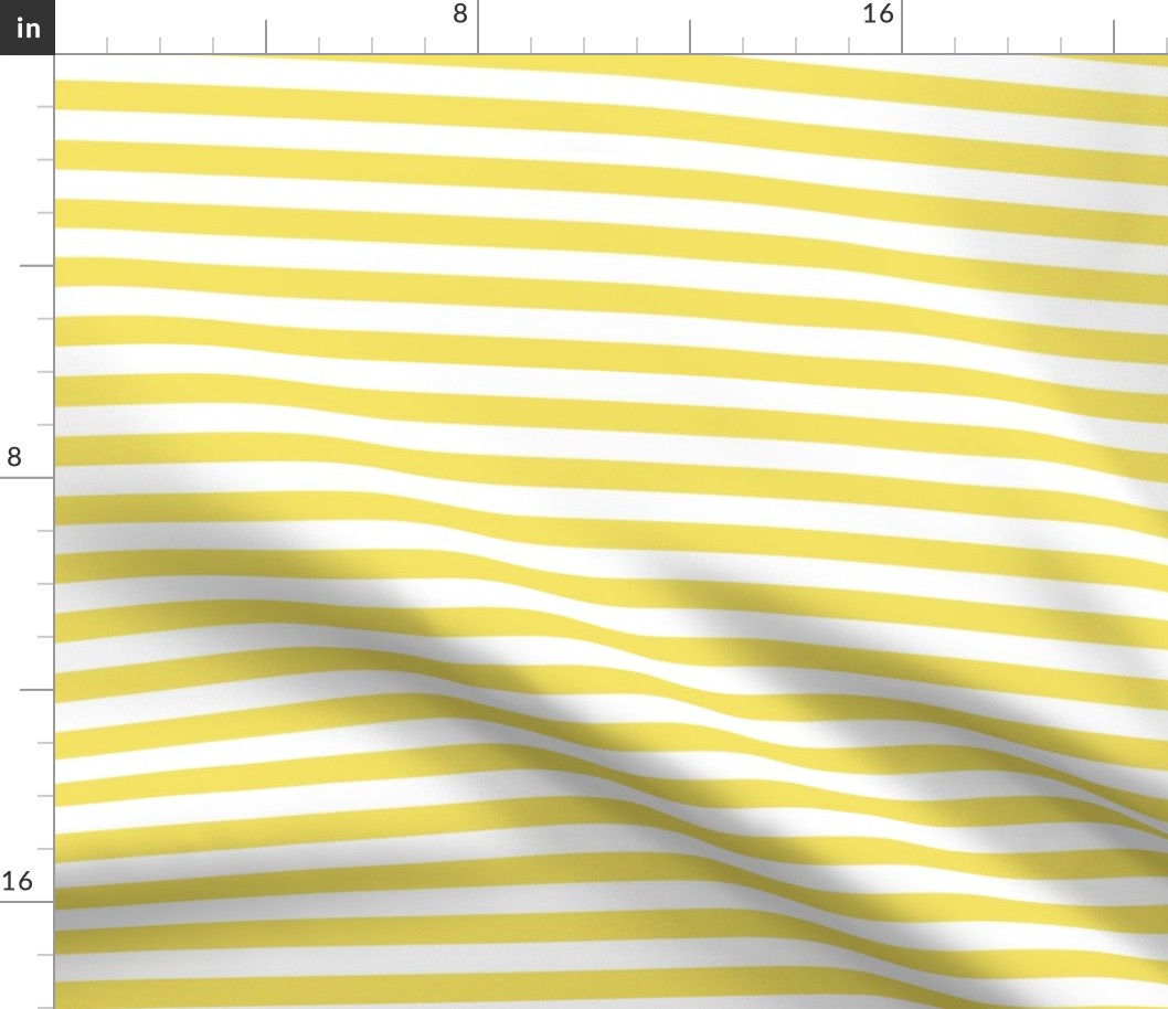 Bigger Scale 1/2 Inch Stripe Buttercup and White Coordinate Matches Spoonflower Petal Solid
