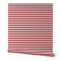 Bigger Scale 1/2 Inch Stripe Poppy Red and White Coordinate Matches Spoonflower Petal Solid