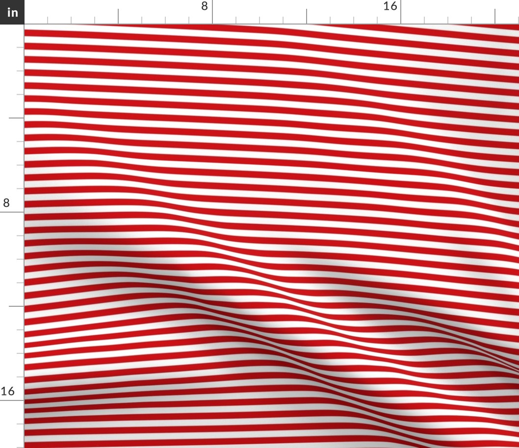 Smaller Scale 1/3 Inch Stripe Poppy Red and White Coordinate Matches Spoonflower Petal Solid