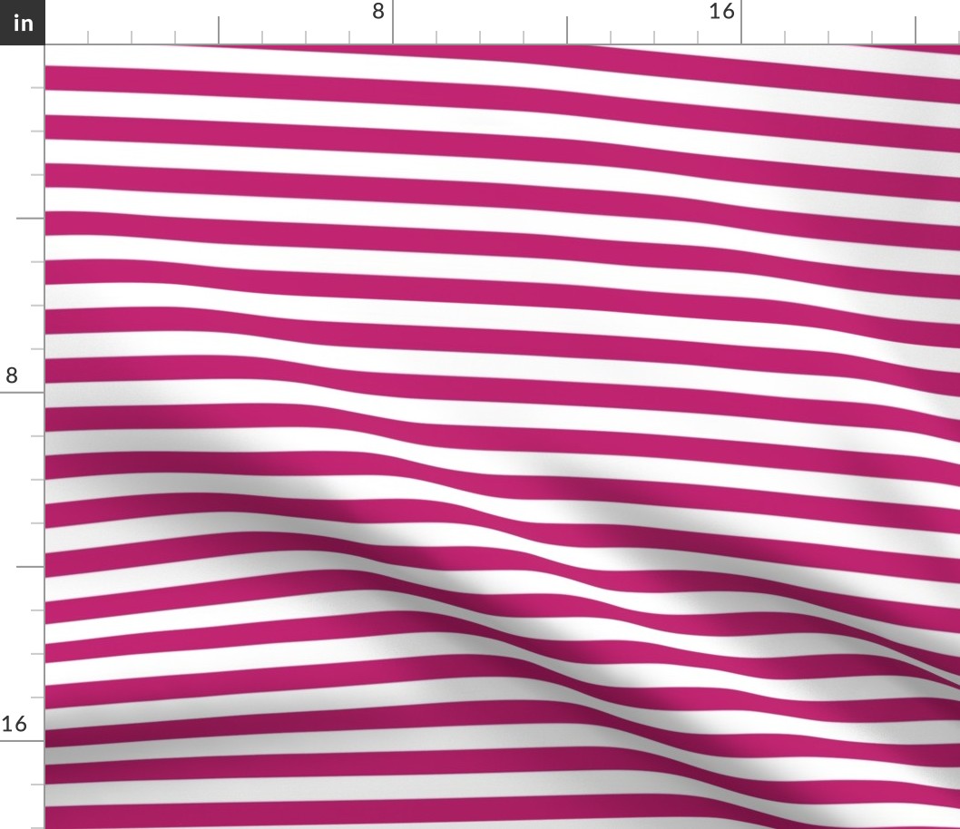 Bigger Scale 1/2 Inch Stripe Bubble Gum and White Coordinate Matches Spoonflower Petal Solid