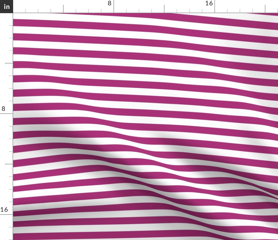 Bigger Scale 1/2 Inch Stripe Berry and White Coordinate Matches Spoonflower Petal Solid