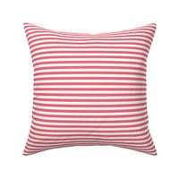 Smaller Scale 1/3 Inch Stripe Watermelon and White Coordinate Matches Spoonflower Petal Solid