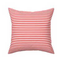 Smaller Scale 1/3 Inch Stripe Coral and White Coordinate Matches Spoonflower Petal Solid