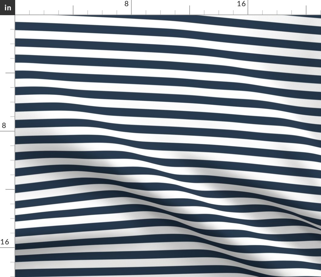 Bigger Scale 1/2 Inch Stripe Navy and White Coordinate Matches Spoonflower Petal Solid