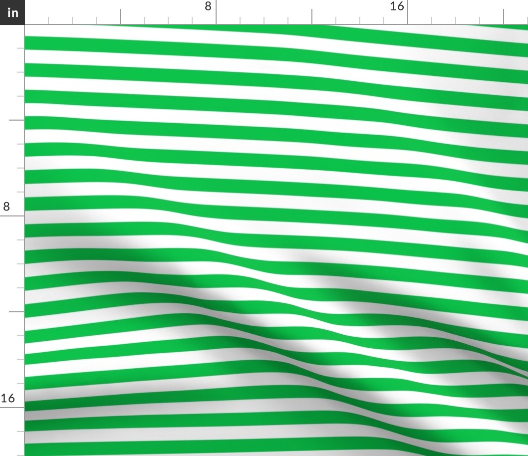 Bigger Scale 1/2 Inch Stripe Grass Green and White Coordinate Matches Spoonflower Petal Solid