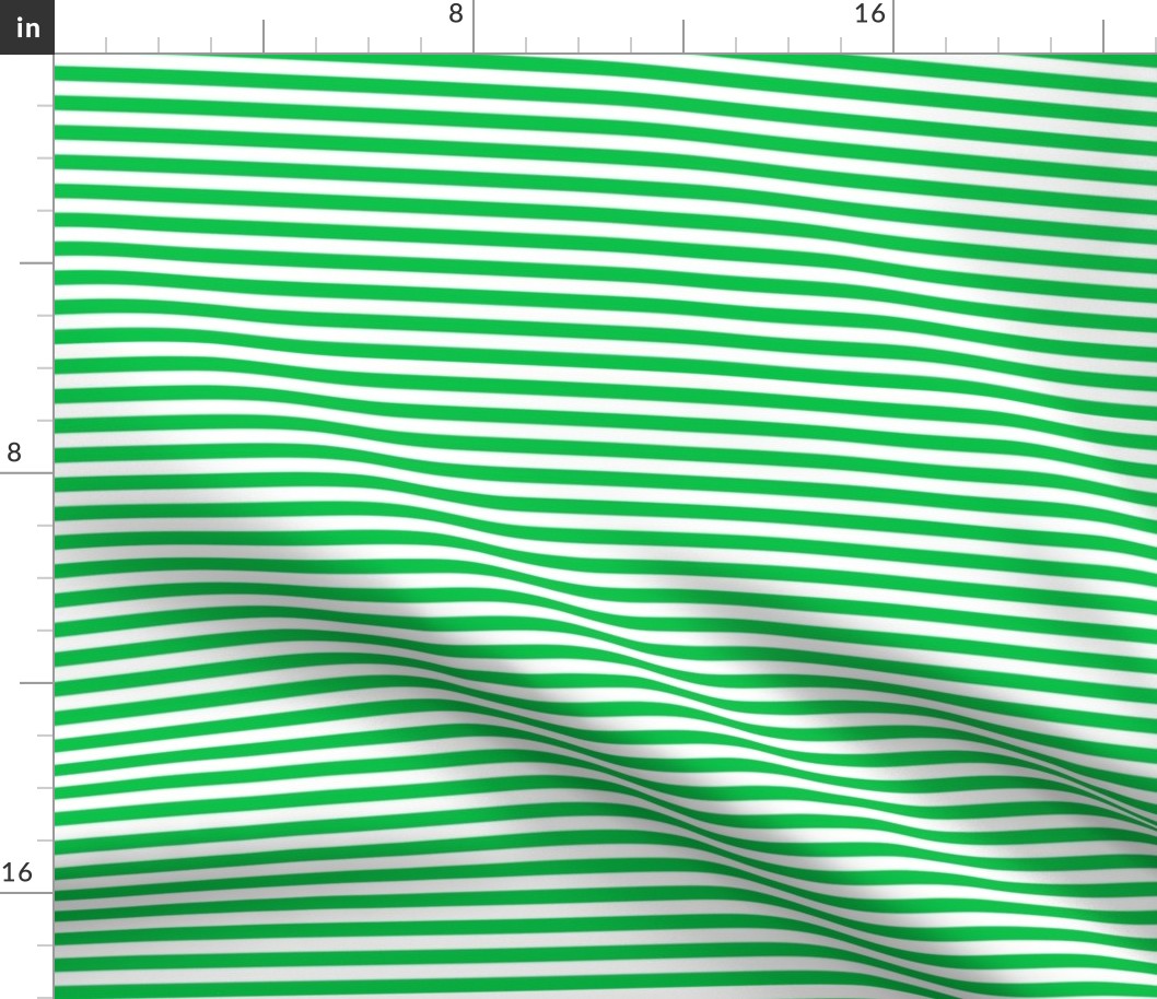 Smaller Scale 1/3 Inch Stripe Grass Green and White Coordinate Matches Spoonflower Petal Solid