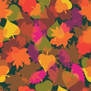 Multicolored Vibrant Layers of Fall Leaves