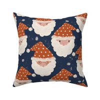 Christmas Santa dark blue background retro boho