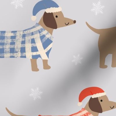 Christmas dogs dachshund Weiner sausage dogs grey