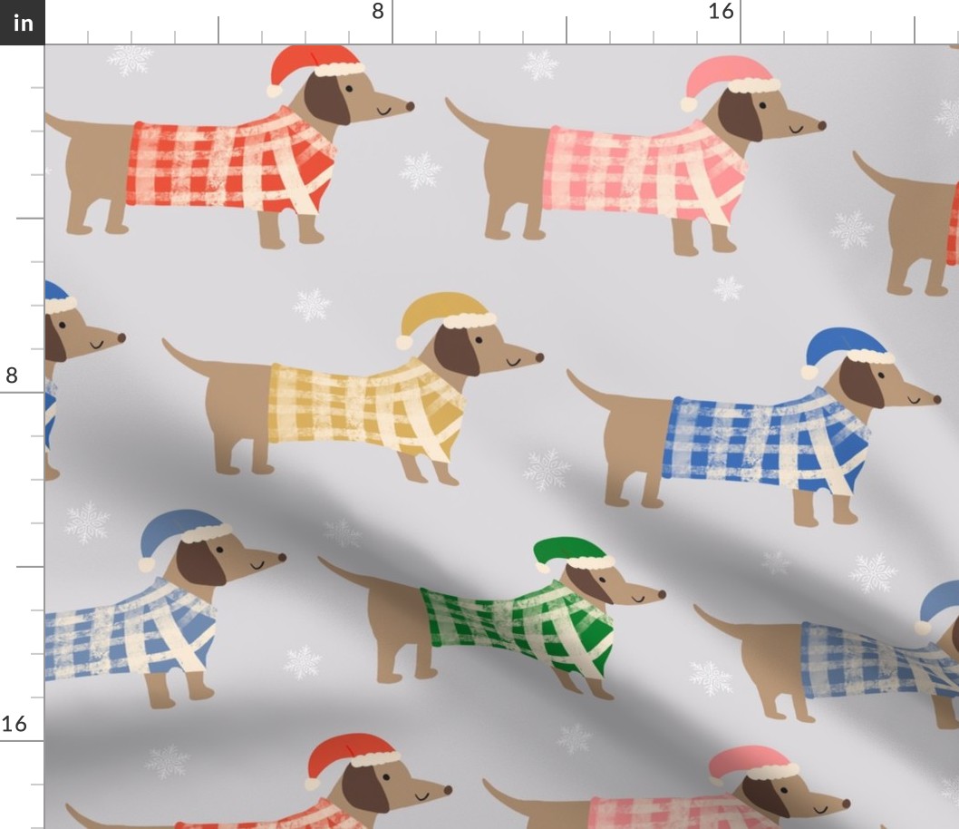 Christmas dogs dachshund Weiner sausage dogs grey