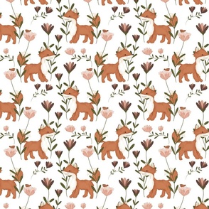 Cute Floral Fox/white