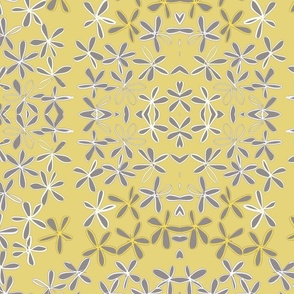 Simple Gray White Flowers on Yellow