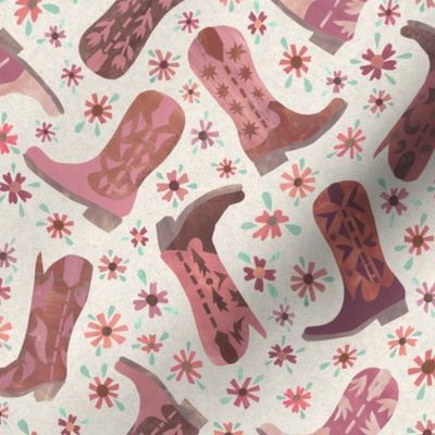 Papercut Cowgirl Boots Flowers - Medium Large Scale Girly