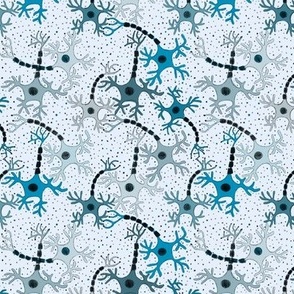 Cartoon Neurons on Blue