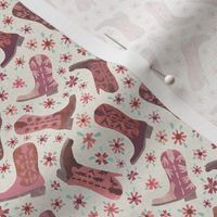 Papercut Cowgirl Boots in Pink and Brown with Flowers  - Small Scale Girly