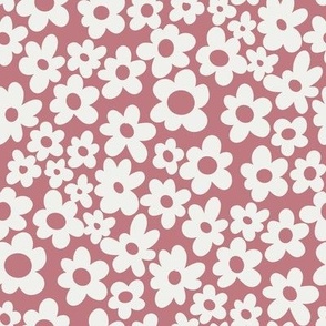 retro flowers fabric - 90s flower fabric, 70s fabric -clover