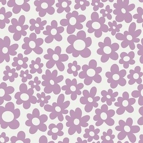 retro flowers fabric - 90s flower fabric, 70s fabric - lavender