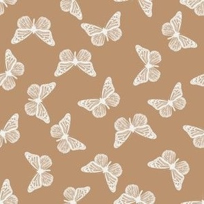 SMALL butterflies fabric - neutral boho butterfly fabric