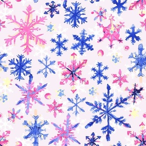 Watercolor pink snowflakes Medium scale