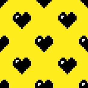 8bit Hearts on Yellow Jumbo scale