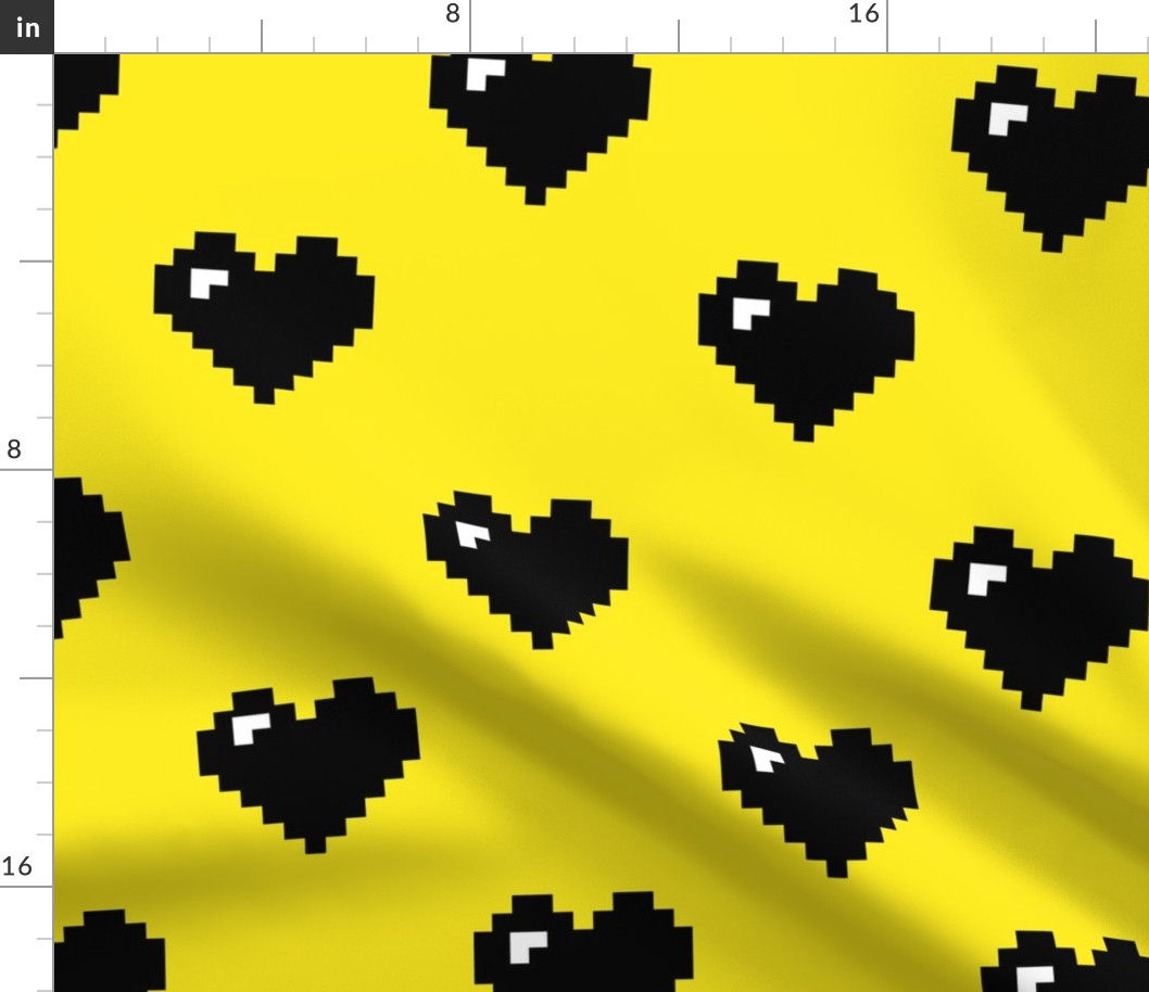 8bit Hearts on Yellow Jumbo scale