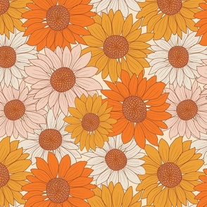 retro floral sunflowers fall autumn flowers 