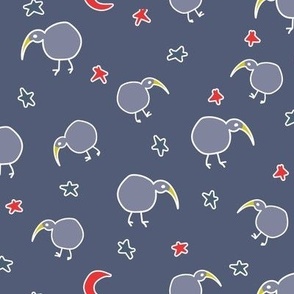 012 - $ Take a Hike - Kiwi exploring by the light of the blood moon and the stars: medium scale for kids apparel and nursey decor or accessories