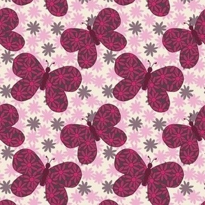 Retro Style Floral Butterfly: small scale for quilting, crafting and kiddy apparel