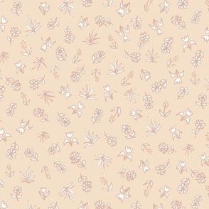 Cottage Garden Floral, ditsy scale in soft blush and cream: small scale for kids apparel, nursery accessories  and home decor and soft furnishings