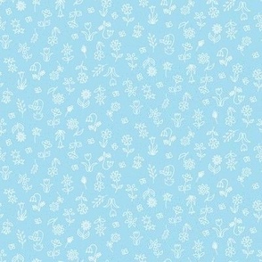 Small scale Sweet Tossed Floral in pale blue: perfect for apparel and home decor items