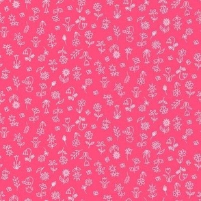 Small scale Floral Vibrant and Energy in Hot Pink: perfect for kids apparel and soft furnishings, pillows and accesories